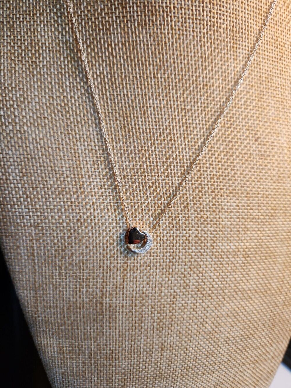Sterling 925 Neclace with Heart and Moon Pendant 18in 3.2G